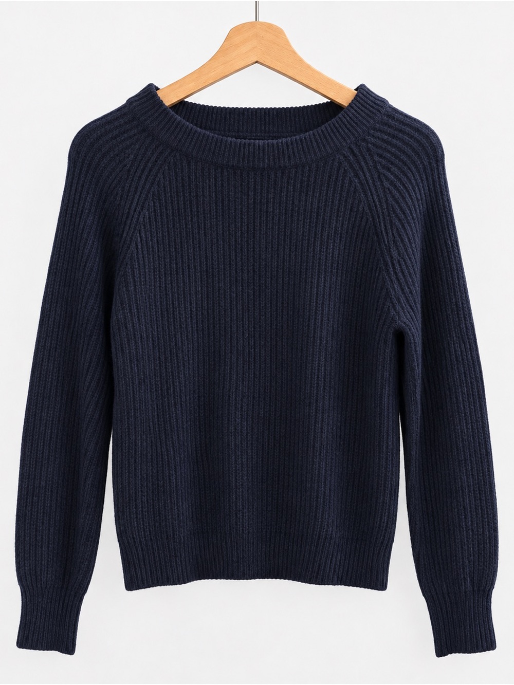 Cashmere Ribbed Crewneck Sweater - Navy